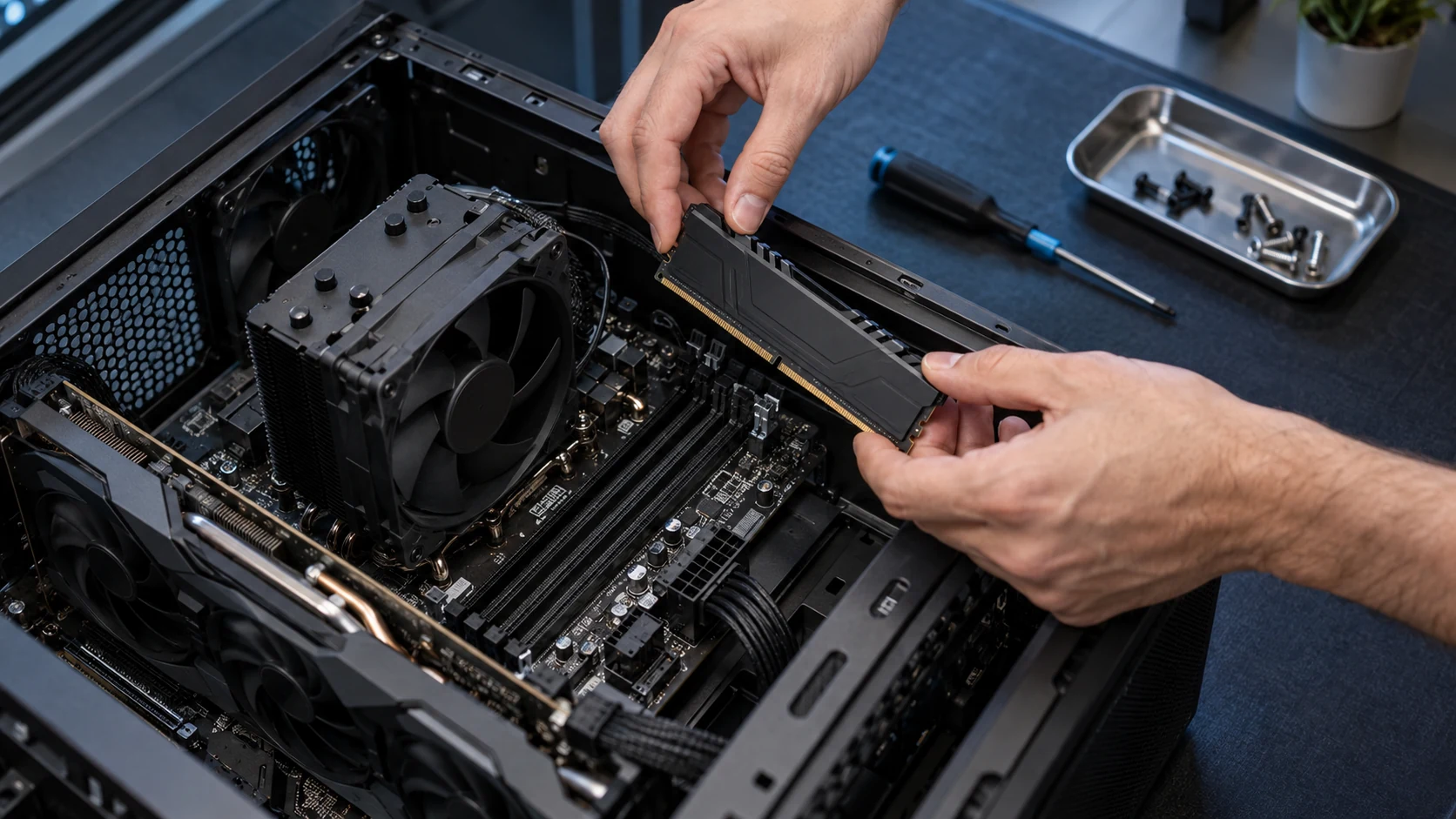 Sorgfältige Arbeit an Computer-Hardware